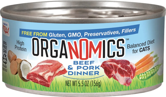 Organomics Beef & Pork Dinner For Cats (5.5 OZ & Case of 24)