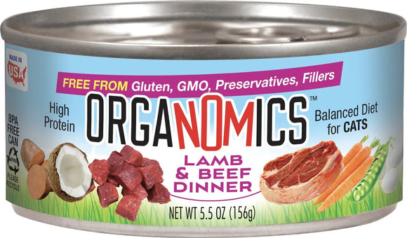 Organomics Lamb and Beef for Cats (5.5 OZ & Case of 24)