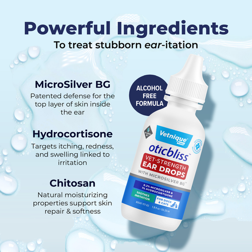 Vetnique Labs Oticbliss Vet-Strength Pet Ear Drops with MicroSilver BG™