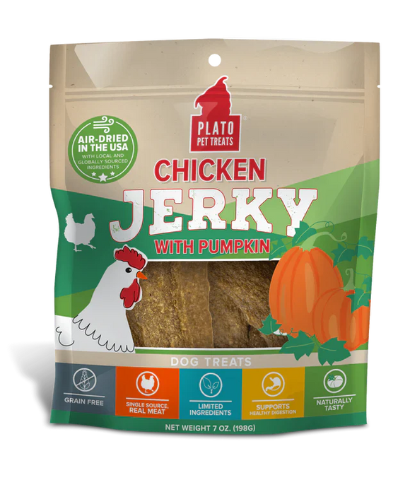 Plato Chicken Jerky with Pumpkin Dog Treats (7 oz)