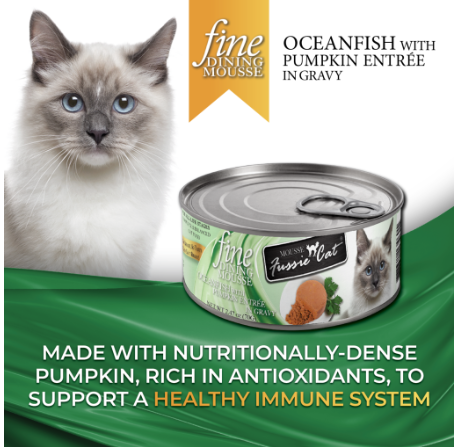 Fussie Cat Fine Dining Mousse Ocean Fish with Pumpkin Entree in Gravy Canned Cat Food (2.47 oz)