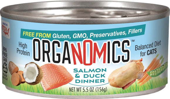Organomics Salmon & Duck Dinner For Cats (5.5 OZ & Case of 24)