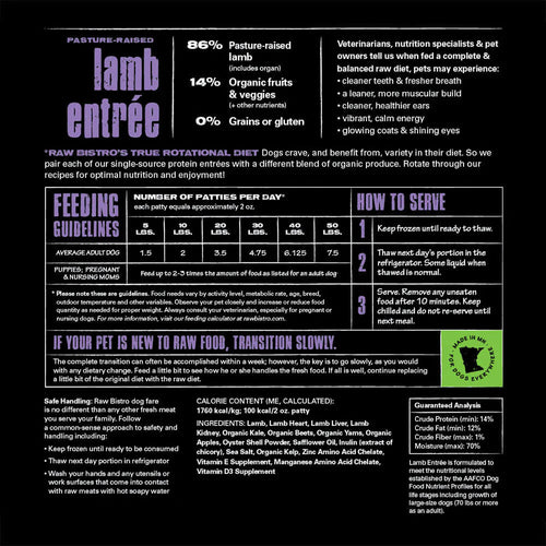 Raw Bistro Frozen Lamb Entree