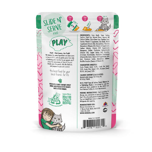 Weruva B.F.F. PLAY PATÉ! Turkey & Tuna Totes! Dinner in a Hydrating Purée Cat Food
