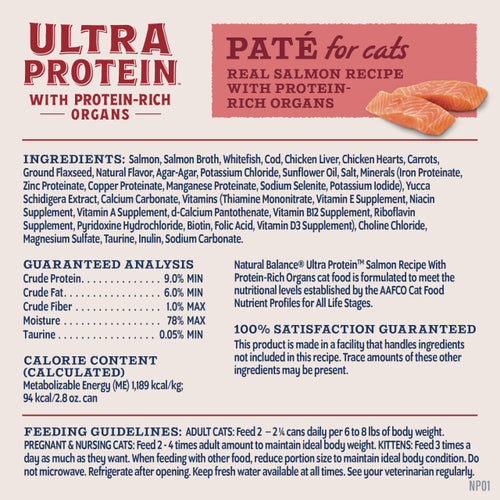 Natural Balance Real Salmon with Protein-Rich Organs Pate Recipe Wet Cat Food