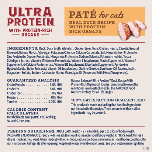 Natural Balance Real Duck with Protein-Rich Organs Pate Recipe Wet Cat Food