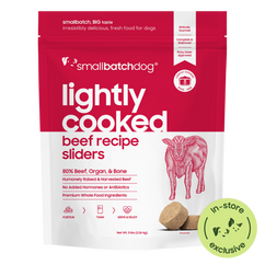 Smallbatch Lightly Cooked Beef Sliders for Dogs Frozen Food