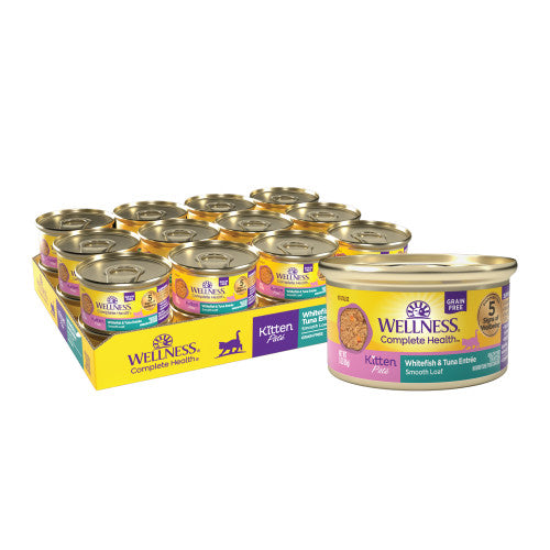 Wellness Complete Health Kitten Pate Whitefish & Tuna Entrée Smooth Loaf Wet Cat Food
