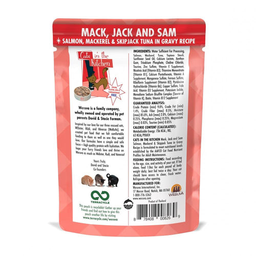 Weruva Cats In the Kitchen Mack Jack and Sam Cat Pouches Wet Cat Food