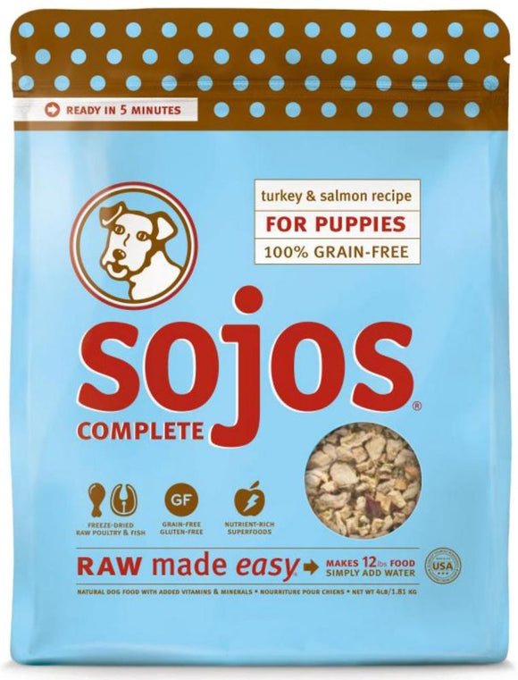 Sojos Natural Grain Free Turkey and Salmon Recipe Raw Freeze Dried Puppy Food Mix